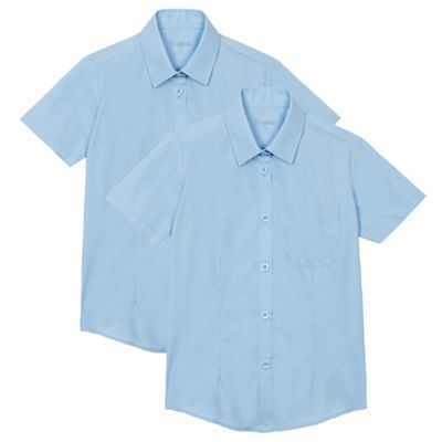Pack of two girl's blue short sleeved school blouses